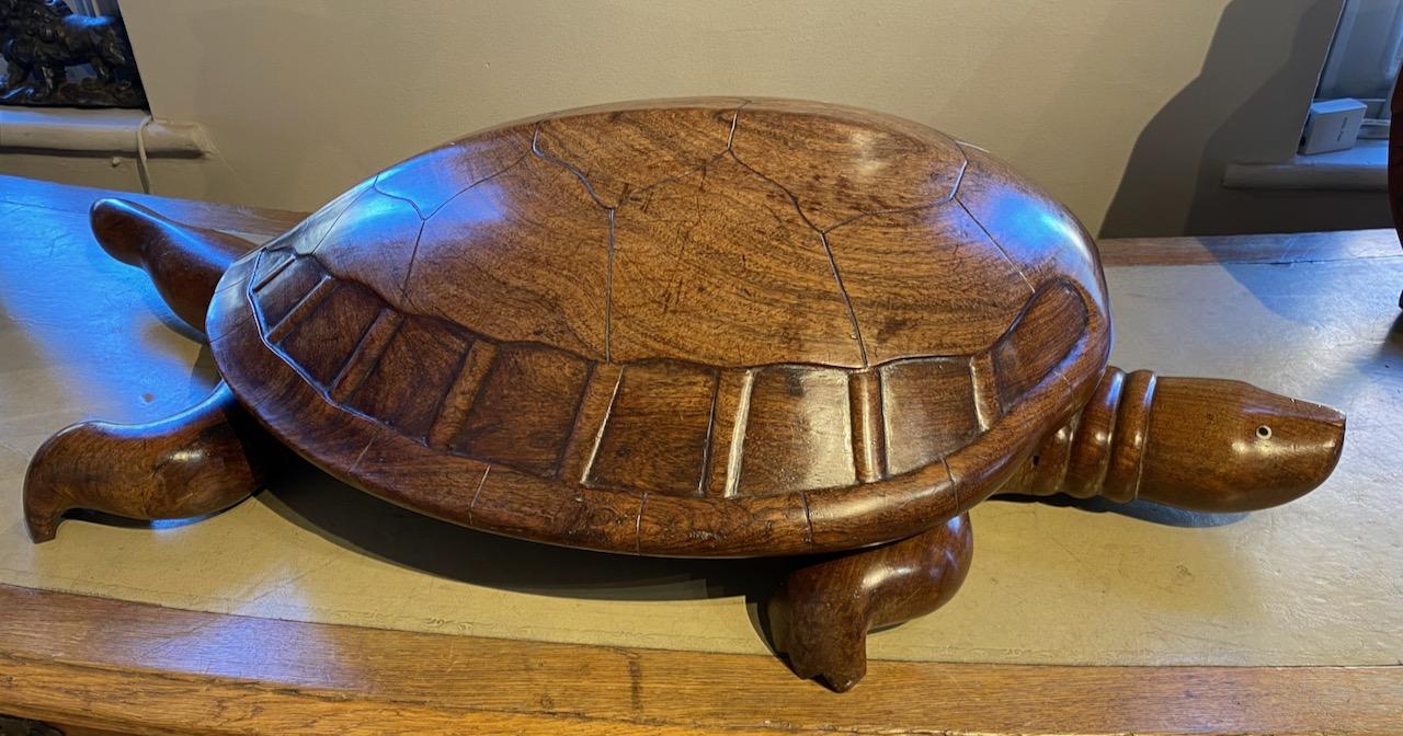 Carved Wood Articulated Model of a Turtle