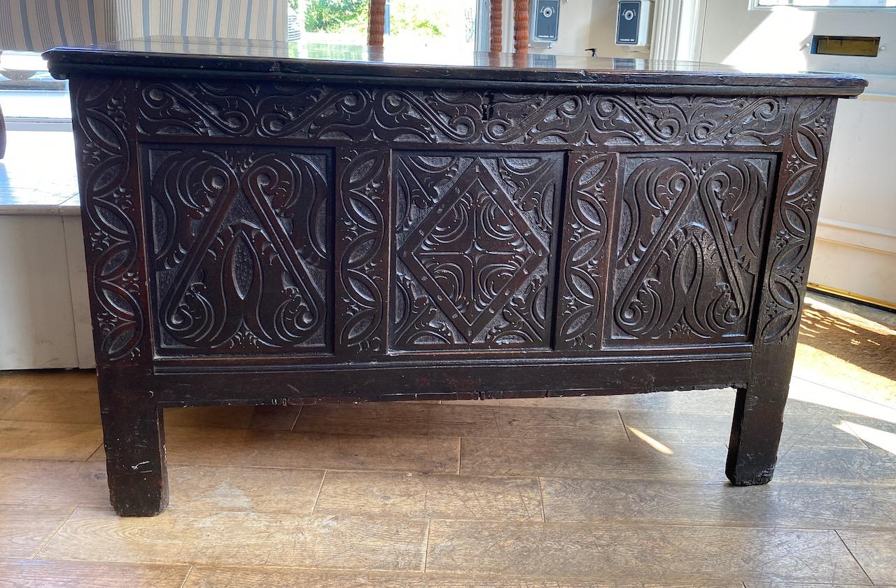 Charle I Carved Oak Coffer