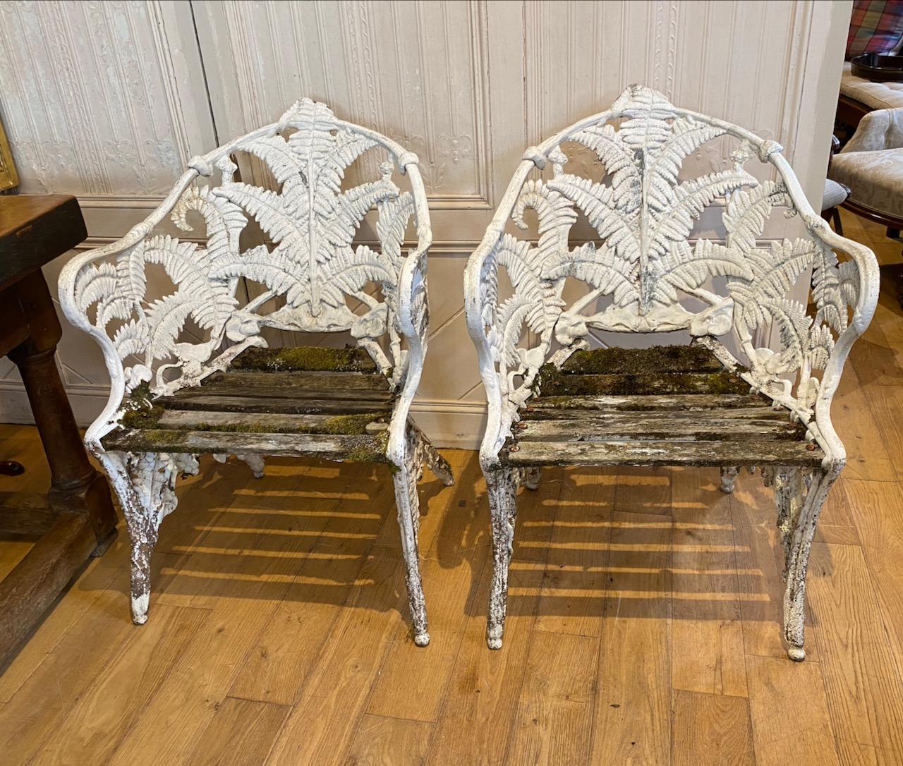 Garden Bench and Pair of Chairs in Coalbrookedale Fern Pattern