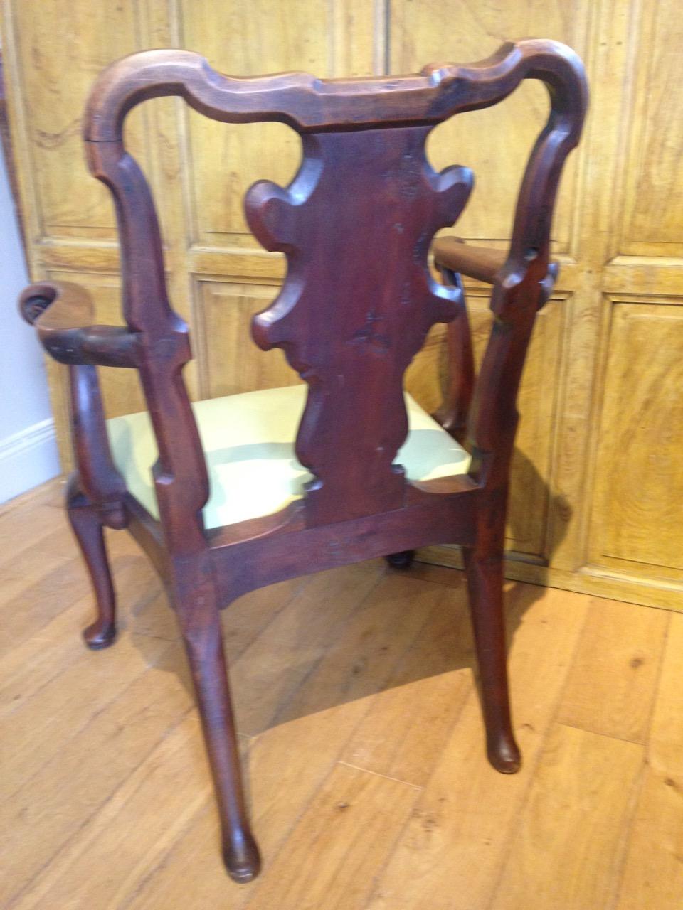 George II Walnut Elbow Chair
