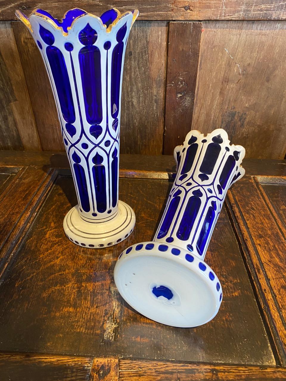 Pair of Gothic Opaline Vases