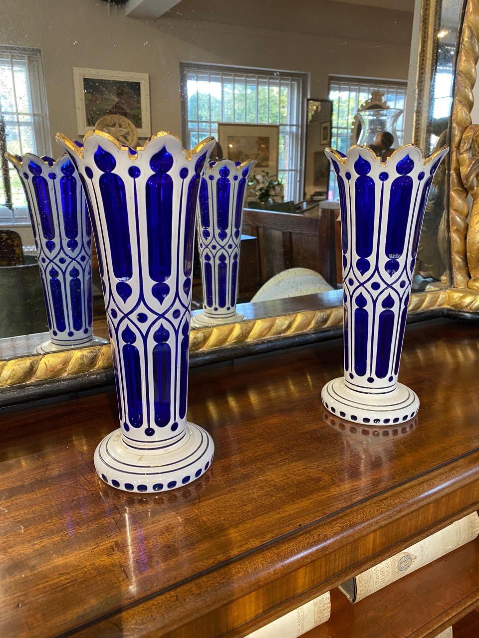 Pair of Gothic Opaline Vases