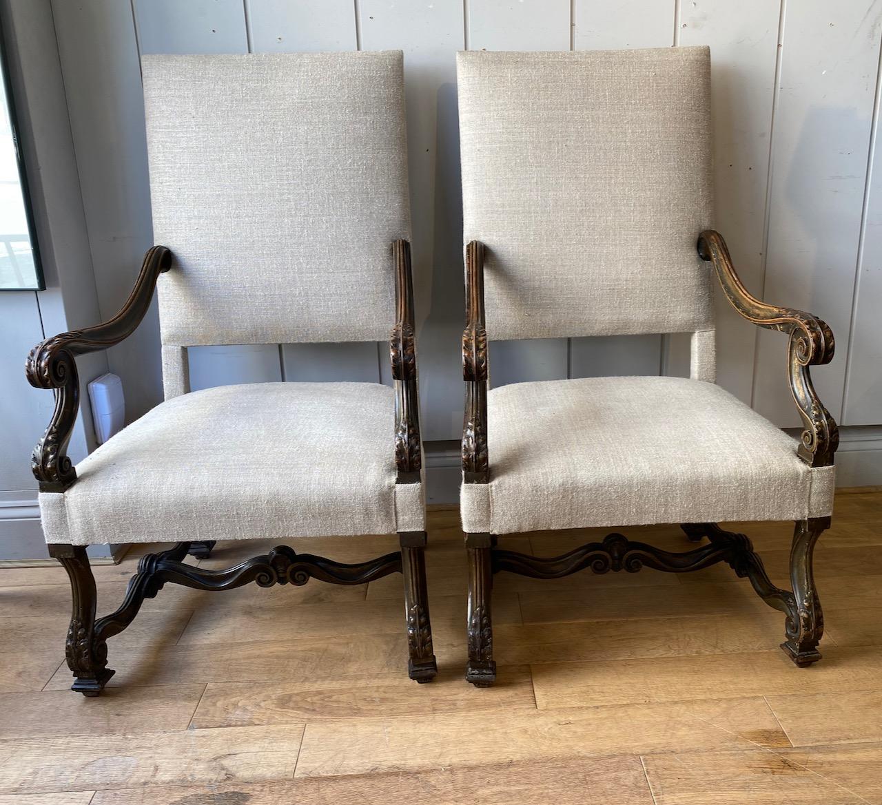 Pair of Os De Mouton Louis IV Style Chairs