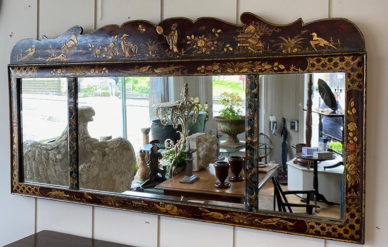 Queen Ann Style Japanned Mantle Mirror
