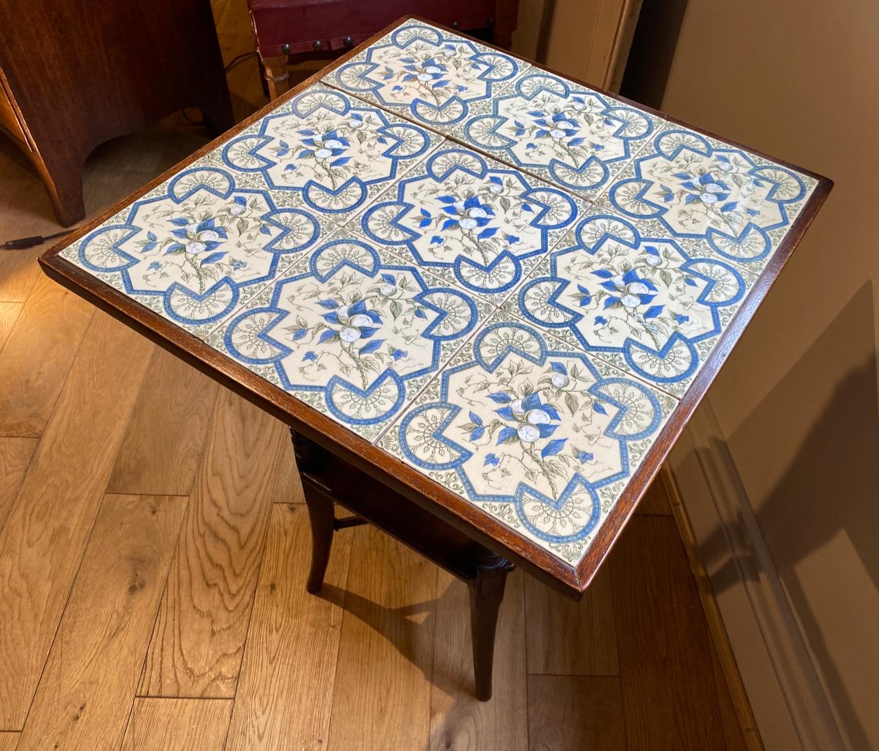 Victorian Tile topped Walnut Table