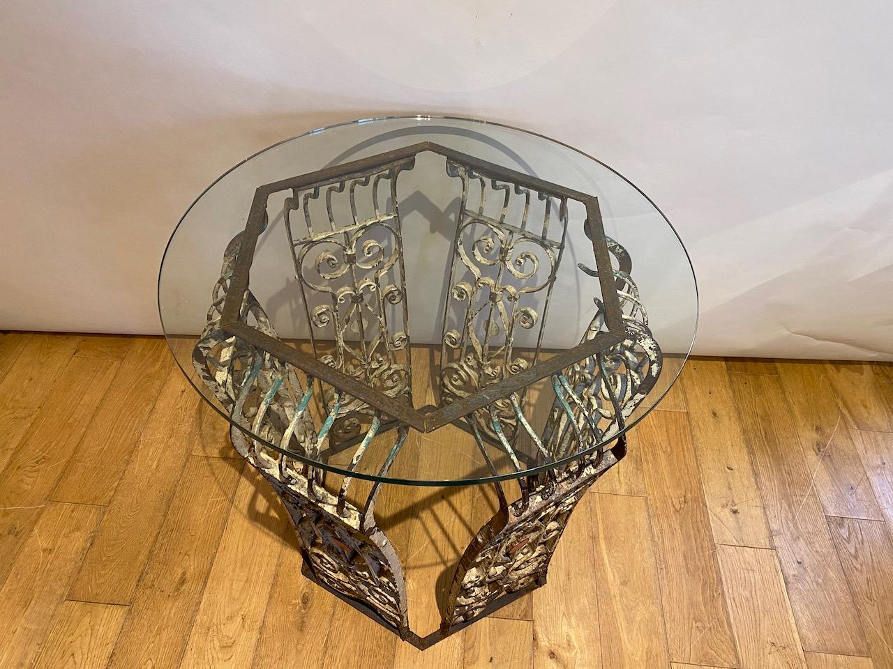 Wrought Iron Table with Glass Top
