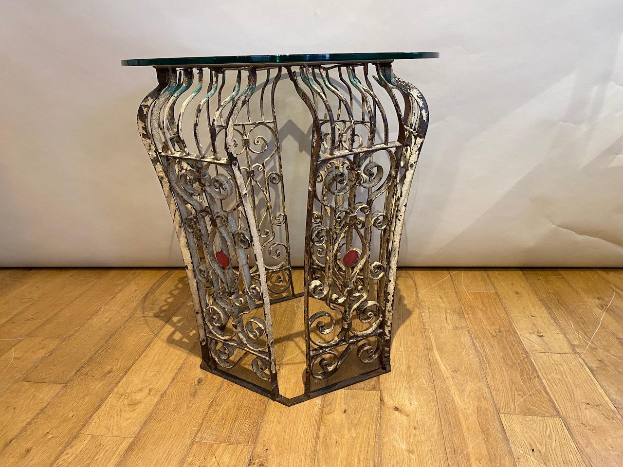 Wrought Iron Table with Glass Top